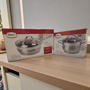 Parini Kitchen Cookware Set 9.5" Sautee Pan & 4qt Dutch Oven Stainless Steal NIB